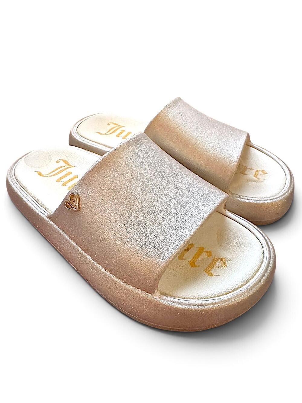 Juicy Couture Waves Metallic Champagne Platform Slide Sandals – Women’s Size 6